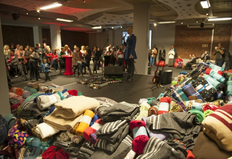 TV personality Liezel van der Westhuizen hosted the #TBD2014 closing event at Protea Hotel Fire & Ice! Cape Town, where some 2 500 blankets were collected for charity. Picture: Andrew Ingram