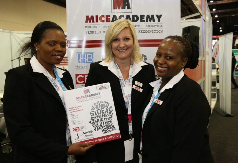 Fizz Hat-Trick ! LtoR Rocaline Dube, Celeste Whitaker & Thabile Mdletshe holding the Meetings Professional Portfolio ring-binder presented to each recipient at the2013/14 CPD Awards last week