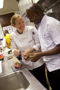 Aphelele Dlungana with chef Jocelyn Myers-Adams.