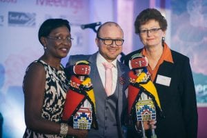 Meetings editor Martin Hiller with Mati Nyazema (left) and Fiona Hack (right).