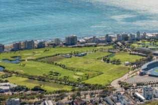 Green Point Stadium in Cape Town, aerial view