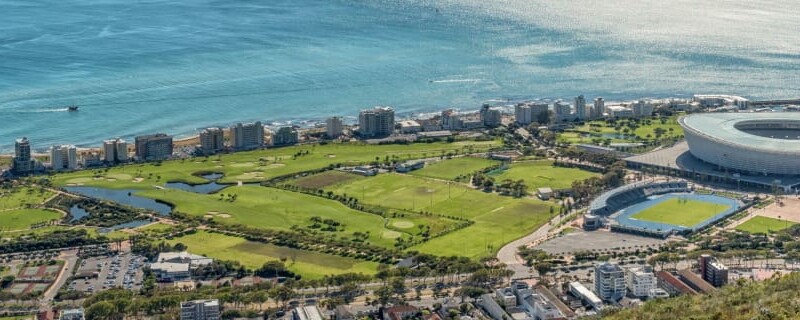 Green Point Stadium in Cape Town, aerial view