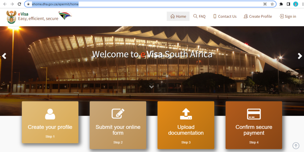 Click to visit the Department of Home Affairs' eVisa portal