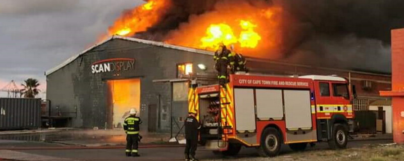 The fire at Scan Display Cape Town's offices