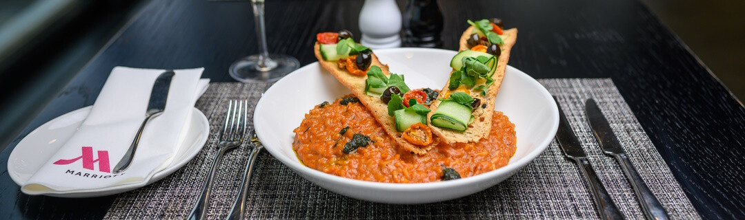 A plated dish of food at Marriott Hotel’s Keystone Bistro