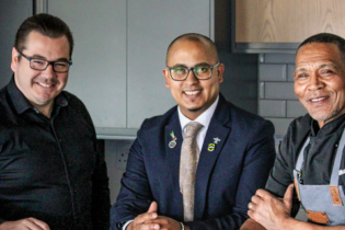 L-R. As seen at the new venue which is under construction. CEO Gary Koetser, Operations Manager Bernard Abrahams and Executive Chef, Abbas Abrahams.