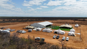 The set-up for the sod-turning ceremony by Cennergi