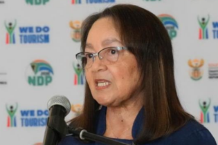 Minister Patricia de Lille speaking at the Meetings Africa 2024 media briefing