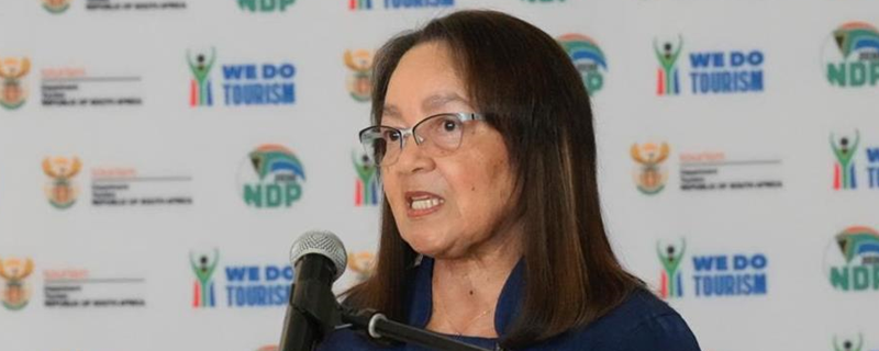 Minister Patricia de Lille speaking at the Meetings Africa 2024 media briefing